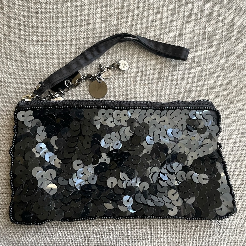 Old Navy Black Sequined Zippered Wristlet